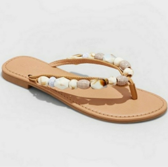 Universal Thread Cindy Flat Elevated Beaded Thong Sandals Size 9.5 - Picture 1 of 6